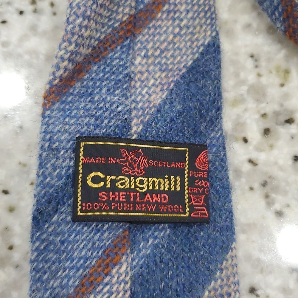 Craigmill Mens 100% Wool Blue Deadstock Vintage Tie - Picture 3 of 4